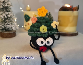 Pine Tree Susuwatari Keychain, Crochet Susuwatari, Christmas Crochet Doll, Amini Amigurumi, Xmas Gifts, Cute Animal Keychain, Anime Lover