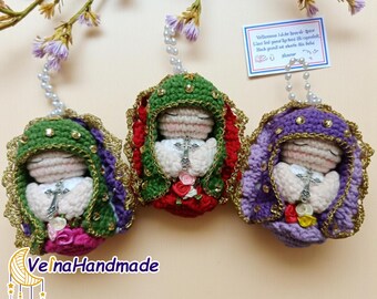 Our Lady Of Guadalupe Keychain, Virgen De Guadalupe Amigurumi, Virgin Of Guadalupe Crochet Bag Charm, Car Hanging,Catholic Decor Xmas Gifts
