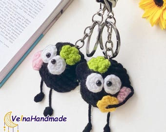 Crochet Cute Susuwatari Keychain, Soot Amigurumi Doll, Cute Bag Charm, Tiny Stuffed Animal Gifts, Handmade Gift For Her, Bag Pendant Decor