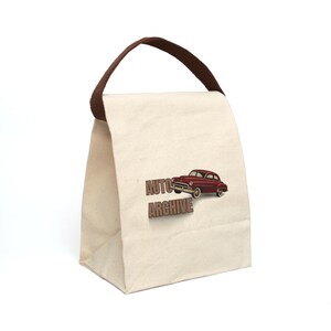 Vintage Auto Canvas Lunch Bag, umweltfreundliche Lunch Bag, Retro Lunch Box, perfekt für Picknick, Geschenk für Auto-Enthusiasten, Schulanfang