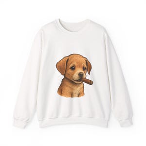 Schattige puppy kunst sweater, gezellig cadeau huisdierliefhebber, casual dierenliefhebber ronde hals, unisex warme fleece trui, cadeau voor hondenbezitters