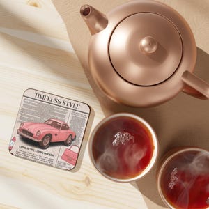 Vintage Retro Coaster Set, Timeless Style Home Decor, Gift for Car Lovers, Elegant Drinkware, Kitchen Accessories, Father&#39;s Day Gift