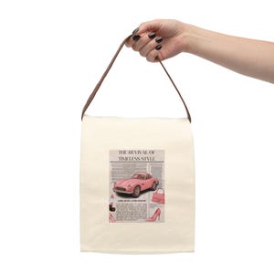 Vintage Style Canvas Lunch Bag with Strap, Retro Lunch Tote for Women, Eco-Friendly Food Carrier, Perfect Gift for Mom, Picnic Essential
