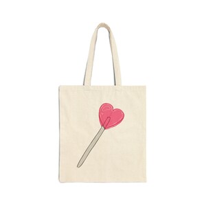 Heart Lollipop Cotton Canvas Tote Bag, Eco-Friendly Shopping Bag, Beach Tote