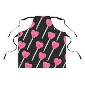Heart Lollipop Apron - Cute Kitchen Gift for Bakers, Valentines Day Cooking, Handmade Craft, Cooking Enthusiast, Baking Enthusiast