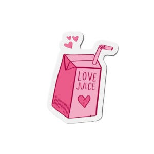 Niedlicher Liebessaft-Magnet - Rosa Herz-Design, Kühlschrankdekor, Geschenk für Paare, lustiges Küchenzubehör, Valentinstag