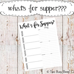 What&#39;s for Supper? Printable Meal Planner and Grocery List