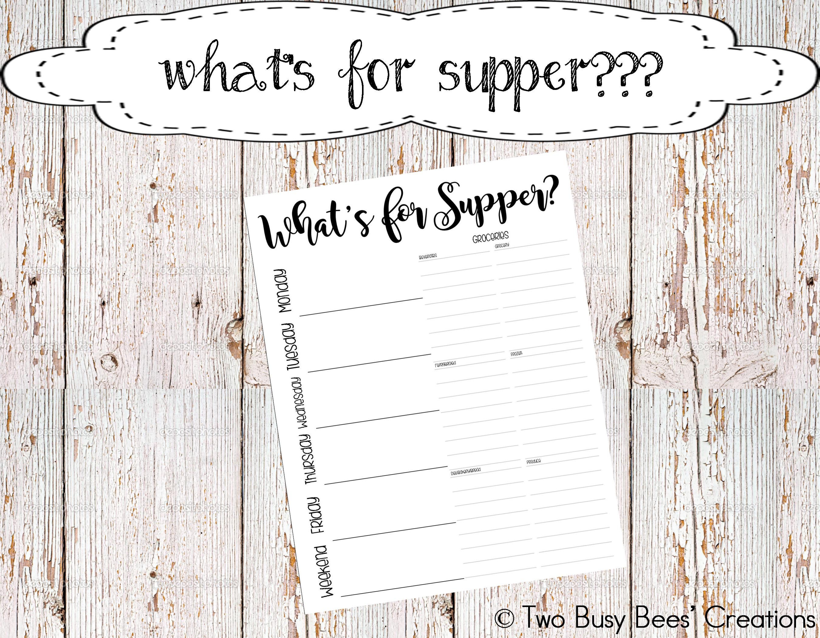 What's for Supper? Printable Meal Planner and Grocery List - Etsy