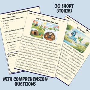 Hojas de trabajo de comprensión lectora de 5.º grado: 30 historias, 60 páginas (descarga en PDF)