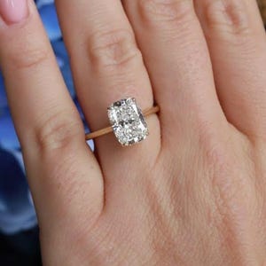 4CT Elongated Cushion Cut Moissanite Engagement Ring, Cushion Moissanite Ring, 14K Solitaire Promise Ring, 925 Silver Ring Personalized Ring