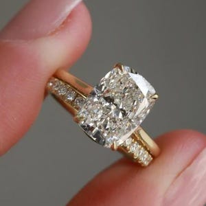 3CT Elongated Cushion Moissanite Engagement Ring, Cushion Cut Moissanite Ring, Solitaire Cushion Ring, 925 Silver Ring, New Christmas Gift