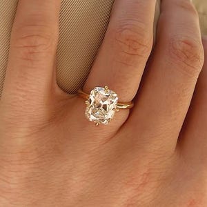 3.5CT Elongated Cushion Cut Moissanite Engagement Ring, Cushion Moissanite Ring, 14K Solitaire Wedding Ring, 925 Silver Ring, Statement Ring