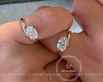 Oval Cut Pinky Engagement Ring | 1.5 CT East West Double Prong