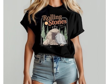 Maglietta cristiana rotolante, abbigliamento pasquale alla moda Stones, maglietta di Gesù Cristo, regalo per cristiani, maglietta grafica basata sulla fede
