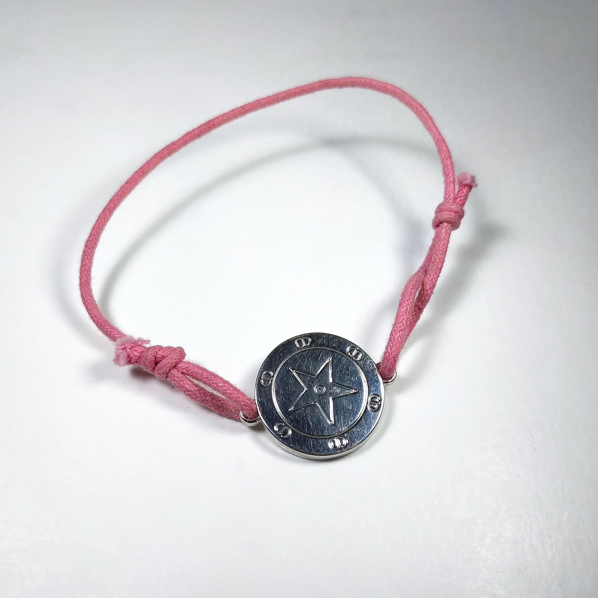 DIOR © Lucky Star Stainless Steel Cord Bracelet – Pink Adjustable