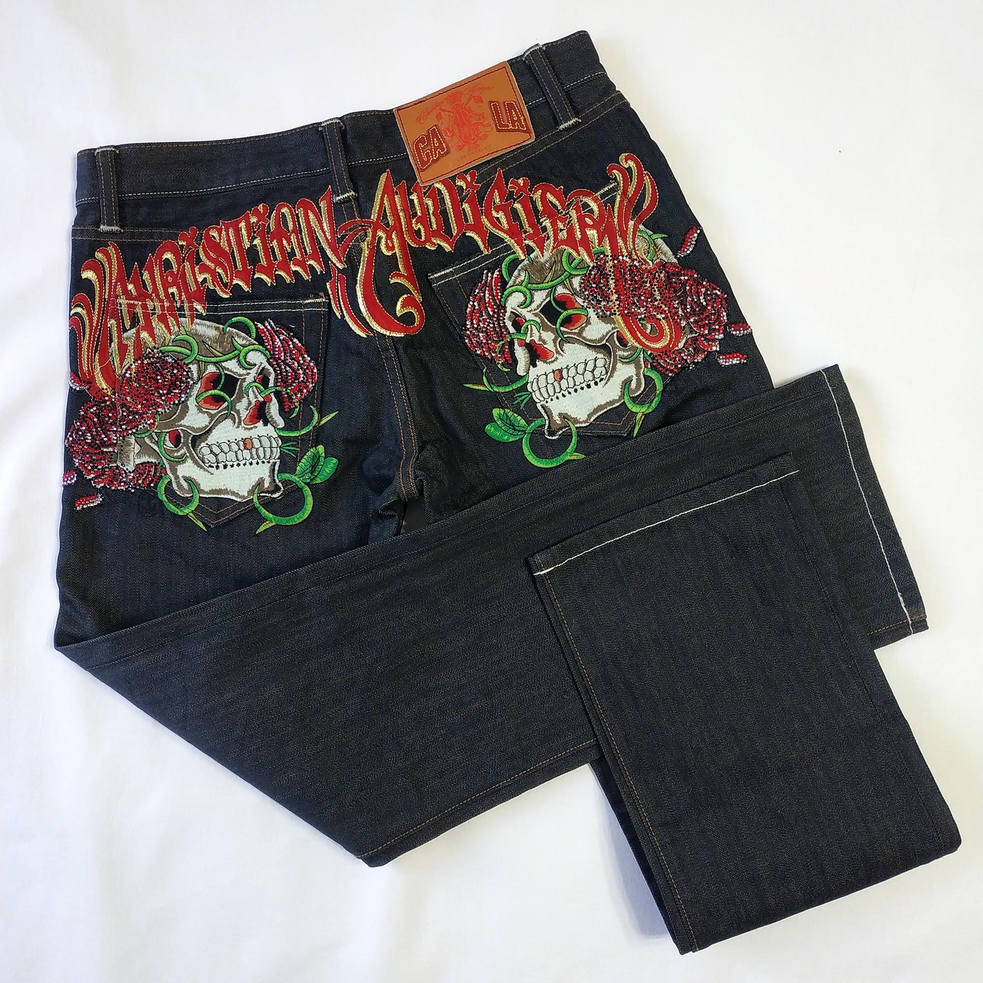 CHRISTIAN AUDIGIER © Denim. Blue Jeans With Embroidery - Etsy