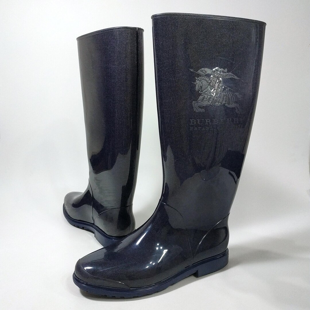 Polymore Boot Burberry Rain Boots: Transparent Polymer With Blue Textile - EU 35 - Etsy