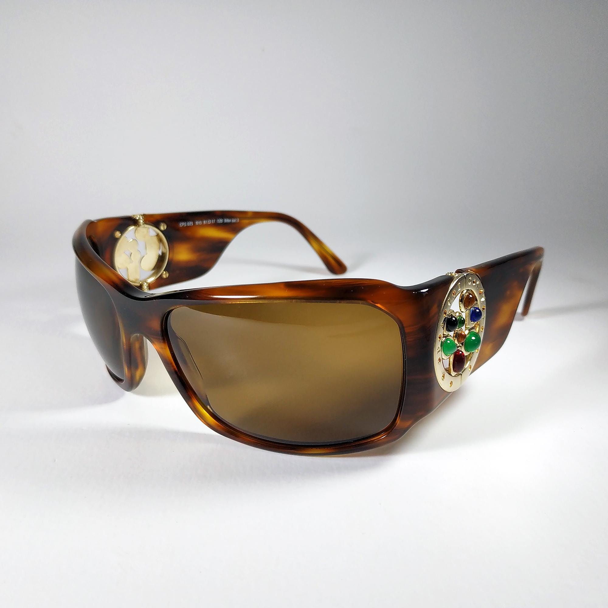 Vintage Cesare Paciotti Black Shield Sunglasses Vintage Cesar Paciotti Flat Top Gold & Teal Sunglasses – FOM  main image 3