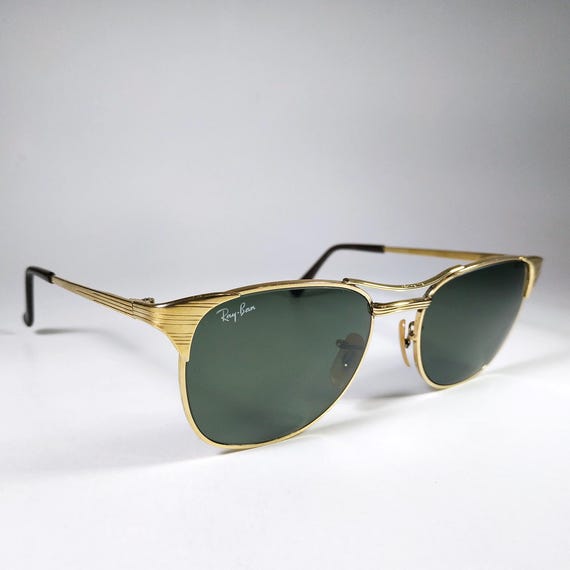 Ray-Ban Gold Frame Sunglasses with Dark Green Lenses Ray-Ban Unisex Sunglasses Black On Gold Frame, Green Lenses  main image 4