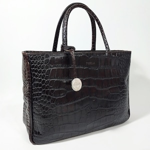 FURLA Vintage Women&#39;s Bag. Embossed Genuine Leather. Made in Italy