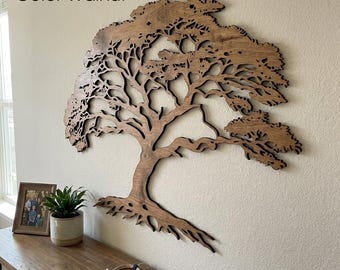Large Tree Wall Art - Wooden Nature Wall Decor for Living Room