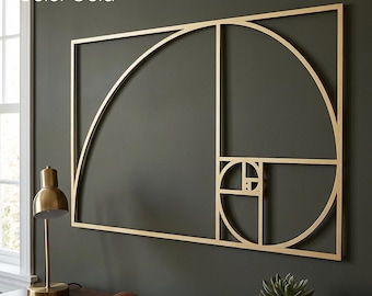 Fibonacci Spiral Wood Wall Art – Golden Ratio Decor