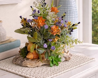 Coastal Nautical Silk Seashell Arrangement | Nautical Airbnb Beach Decor | Beach Silk Floral Centerpiece | Ocean Theme Silk Seashell Decor