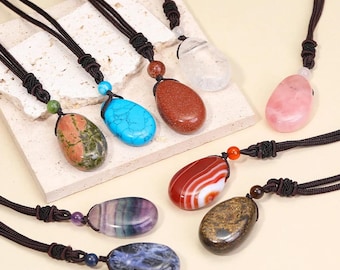 Natural Gemstone Pendant | Amethyst, Rose Quartz, Clear Quartz (20x30mm)