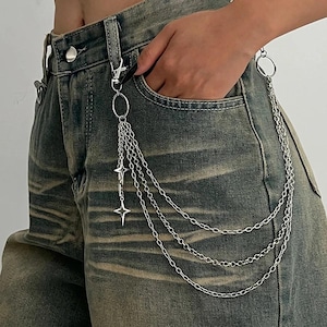 Metal Star Pant Chain | Multilayer Hip Hop Waist Chain | Punk Jeans Chain with Star Pendant for DIY Jewelry & Accessories