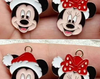 Christmas Enamel Charms | Mickey & Minnie Holiday Pendants (10pc Set)