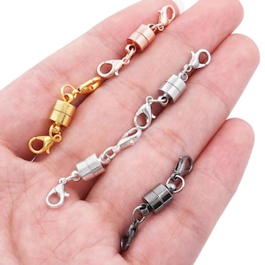 5 Sets magnetische Schmuckverschlüsse | Doppelkarabiner aus Kupfer | Magnetische Verschlüsse für selbstgemachte Armbänder und Halsketten