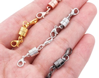 5 Sets Magnetic Jewelry Clasps | Copper Double Lobster Clasp Connectors | Magnetic Fasteners for DIY Bracelets & Necklaces