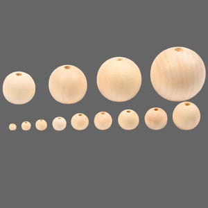 Contas espaçadoras redondas de madeira natural | 4-50 mm - Materiais para fabricação de joias DIY