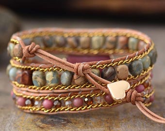 Crystal & Natural Stone Wrap Bracelet | DIY Jewelry Base (19.7in)