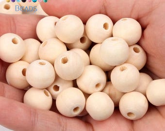 Natural Round Wood Beads | 4–50mm Spacer Beads for Jewelry Making & Crafts