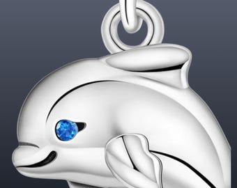 Dolphin Charm | 925 Sterling Silver Ocean Pendant | Bracelet & Necklace Gift for Sea Lovers