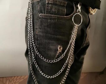 Metal Wallet Chain | Punk Hip Hop Belt Chain with Hook, Keyring