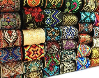 5cm Embroidered Lace Trim | 3 Yard Ethnic Boho Ribbon for Bags, Jewelry, DIY Crafts