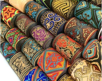 Embroidered Jacquard Ribbon Trim | 5cm Woven Boho Sewing Supply (3 Yards)