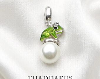 Frog Charm with Pearl | 925 Sterling Silver Pendant | Nature Jewelry Charm | DIY Bracelet & Necklace Making