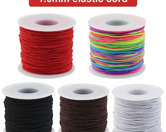 1mm Elastic Beading Cord | 50 Meter (164 ft) Stretch String | Colorful Bracelet, Necklace & DIY Jewelry Making Supplies