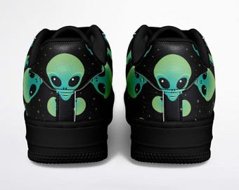 Alien Skull Sneakers, Sci-Fi Streetwear Shoes, Custom Design