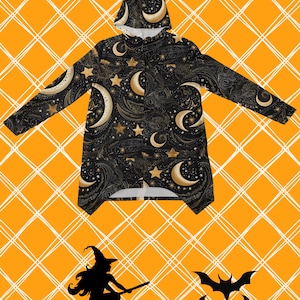 Moon and Stars Athletic Elongated Cloak Fashion polyester cape