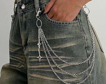 Metal Star Pant Chain | Multilayer Hip Hop Waist Chain | Punk Jeans Chain with Star Pendant for DIY Jewelry & Accessories