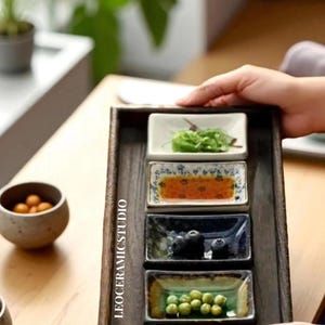 Porcelain Condiment Dish – Japanese Rectangular Soy Sauce Bowl, Sushi Dipping Plate