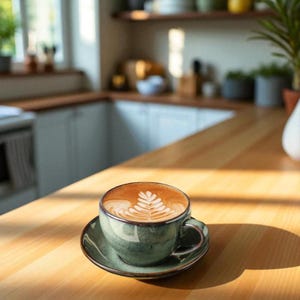 ハンドメイドのグラデーションセラミックコーヒーカップ＆ソーサーセット：ラテマグ