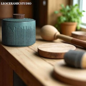Japanese Ceramic Tea Canister with Lid: Minimalist Kitchen Storage Jar