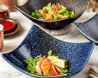 Handmade Japanese Ceramic Bowl Set, Speckled Glaze Stoneware