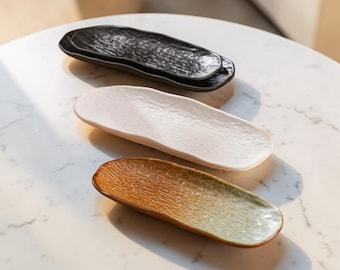 Japanese Ceramic Sushi Plate, Oval Serving Dish
