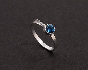 Stacking Ring - Blue Topaz (December Birthstone)